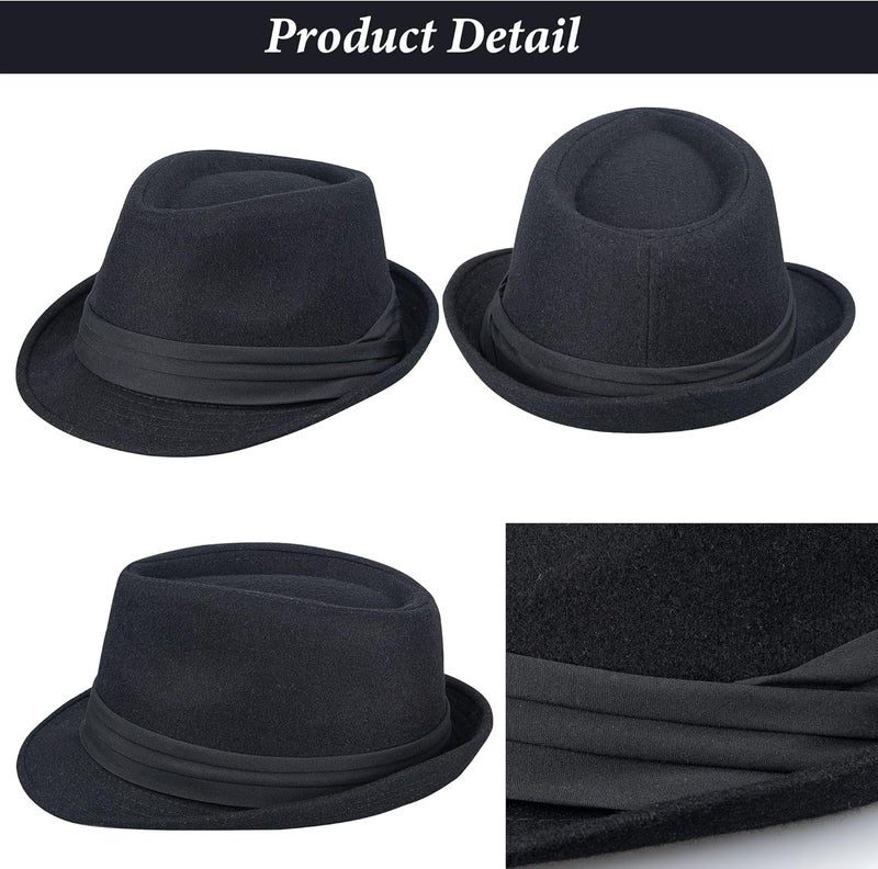UTOWO Kids-Felt-Fedora-Trilby-Gangster-Hat Toddler-Boys Panama Derby Manhattan Cuban Hat Jazz-Cap(Size 6 5/8 for 2-5T) - Image 3